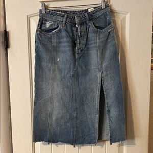NWOT We the Free Mambo Light Wash Midi Skirt